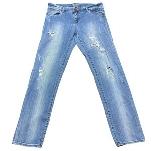 Kut from the Kloth | Straight Leg Mid Rise Distressed Denim Jeans | Sz 10